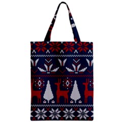 Knitted Christmas Pattern Zipper Classic Tote Bag