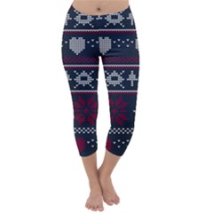 Beautiful Knitted Christmas Pattern Capri Winter Leggings 