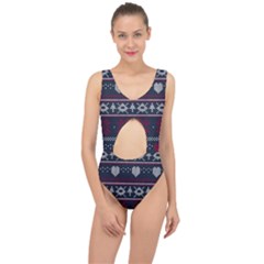 Beautiful Knitted Christmas Pattern Center Cut Out Swimsuit by Vaneshart