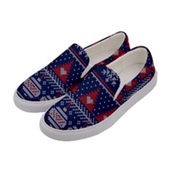 Beautiful Knitted Christmas Pattern Women s Canvas Slip Ons by Vaneshart