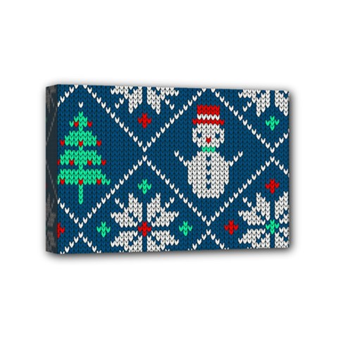 Knitted Christmas Pattern Mini Canvas 6  X 4  (stretched)
