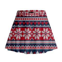 Beautiful Knitted Christmas Pattern Mini Flare Skirt by Vaneshart