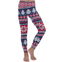 Beautiful Knitted Christmas Pattern Kids  Lightweight Velour Classic Yoga Leggings by Vaneshart