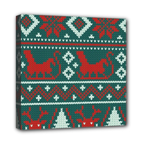 Beautiful Knitted Christmas Pattern Mini Canvas 8  X 8  (stretched) by Vaneshart