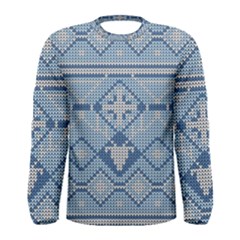 Beautiful Knitted Christmas Pattern Men s Long Sleeve Tee