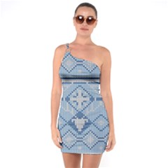 Beautiful Knitted Christmas Pattern One Soulder Bodycon Dress