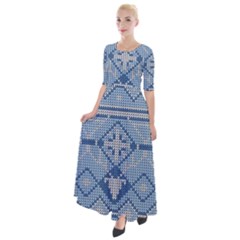 Beautiful Knitted Christmas Pattern Half Sleeves Maxi Dress by Vaneshart