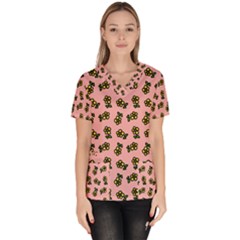 Daisy Pink Women s V-neck Scrub Top by snowwhitegirl