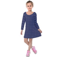 Grey Star Navy Blue Kids  Long Sleeve Velvet Dress