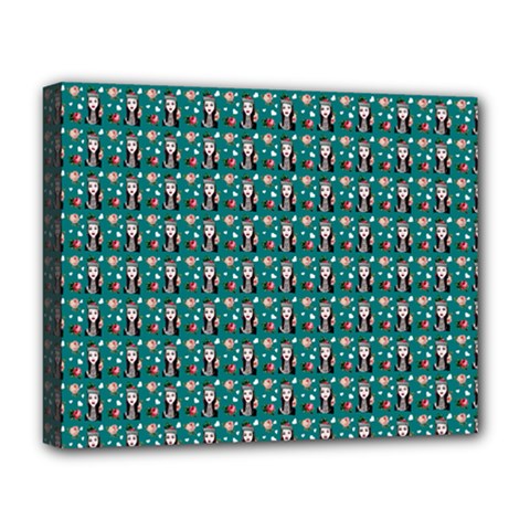 Chrix Pat Teal Deluxe Canvas 20  X 16  (stretched) by snowwhitegirl