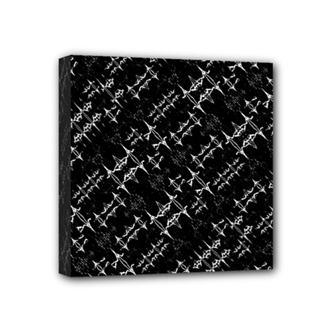 Black And White Ethnic Geometric Pattern Mini Canvas 4  X 4  (stretched) by dflcprintsclothing