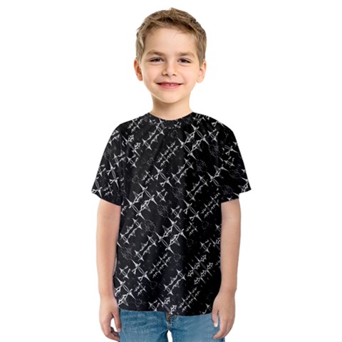 Black And White Ethnic Geometric Pattern Kids  Sport Mesh Tee by dflcprintsclothing