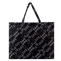 Black And White Ethnic Geometric Pattern Zipper Large Tote Bag by dflcprintsclothing