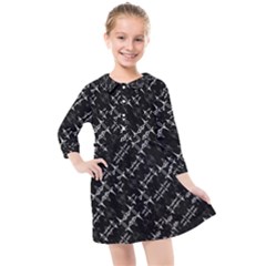 Black And White Ethnic Geometric Pattern Kids  Quarter Sleeve Shirt Dress by dflcprintsclothing