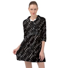 Black And White Ethnic Geometric Pattern Mini Skater Shirt Dress by dflcprintsclothing