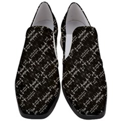 Black And White Ethnic Geometric Pattern Women Slip On Heel Loafers by dflcprintsclothing