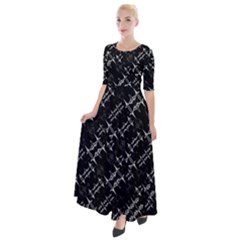 Black And White Ethnic Geometric Pattern Half Sleeves Maxi Dress by dflcprintsclothing