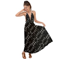 Black And White Ethnic Geometric Pattern Backless Maxi Beach Dress by dflcprintsclothing