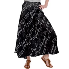 Black And White Ethnic Geometric Pattern Satin Palazzo Pants by dflcprintsclothing