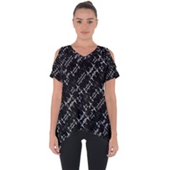 Black And White Ethnic Geometric Pattern Cut Out Side Drop Tee by dflcprintsclothing