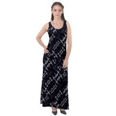 Black And White Ethnic Geometric Pattern Sleeveless Velour Maxi Dress by dflcprintsclothing