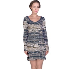 Surface Texture Print Long Sleeve Nightdress by dflcprintsclothing