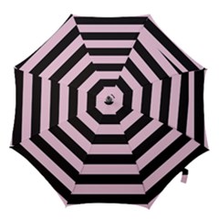 Black And Light Pastel Pink Large Stripes Goth Mime French Style Hook Handle Umbrellas (medium) by genx