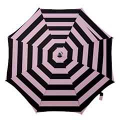 Black And Light Pastel Pink Large Stripes Goth Mime French Style Hook Handle Umbrellas (small) by genx