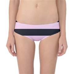 Black And Light Pastel Pink Large Stripes Goth Mime French Style Classic Bikini Bottoms by genx