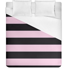 Black And Light Pastel Pink Large Stripes Goth Mime French Style Duvet Cover (california King Size) by genx