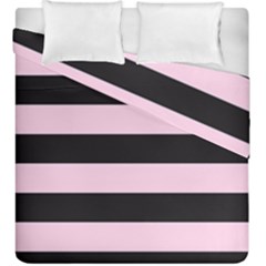 Black And Light Pastel Pink Large Stripes Goth Mime French Style Duvet Cover Double Side (king Size) by genx