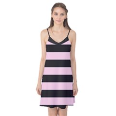 Black And Light Pastel Pink Large Stripes Goth Mime French Style Camis Nightgown by genx