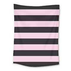 Black And Light Pastel Pink Large Stripes Goth Mime French Style Medium Tapestry by genx