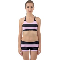Black And Light Pastel Pink Large Stripes Goth Mime French Style Back Web Gym Set by genx