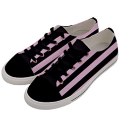 Black And Light Pastel Pink Large Stripes Goth Mime French Style Women s Low Top Canvas Sneakers by genx