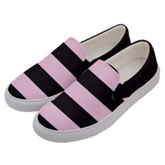 Black And Light Pastel Pink Large Stripes Goth Mime French Style Men s Canvas Slip Ons by genx