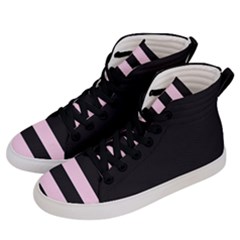 Black And Light Pastel Pink Large Stripes Goth Mime French Style Women s Hi-top Skate Sneakers by genx