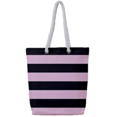 Black And Light Pastel Pink Large Stripes Goth Mime French Style Full Print Rope Handle Tote (small) by genx
