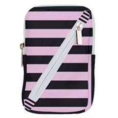 Black And Light Pastel Pink Large Stripes Goth Mime French Style Belt Pouch Bag (small) by genx