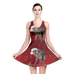 I m Ready For Christmas, Funny Wolf Reversible Skater Dress by FantasyWorld7
