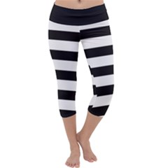 Black And White Large Stripes Goth Mime French Style Capri Yoga Leggings by genx