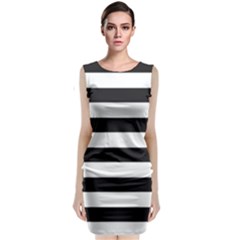 Black And White Large Stripes Goth Mime French Style Classic Sleeveless Midi Dress by genx