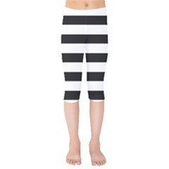 Black And White Large Stripes Goth Mime French Style Kids  Capri Leggings  by genx