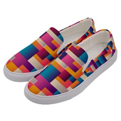 Abstract Geometry Blocks Men s Canvas Slip Ons by Bajindul