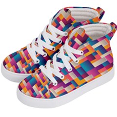 Abstract Geometry Blocks Kids  Hi-top Skate Sneakers by Bajindul