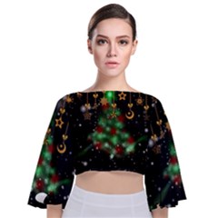 Christmas Star Jewellery Tie Back Butterfly Sleeve Chiffon Top