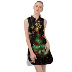 Christmas Star Jewellery Sleeveless Shirt Dress