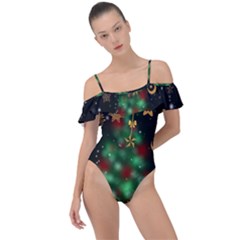 Christmas Star Jewellery Frill Detail One Piece Swimsuit by Alisyart