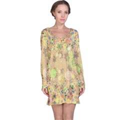 Flowers Color Colorful Watercolour Long Sleeve Nightdress