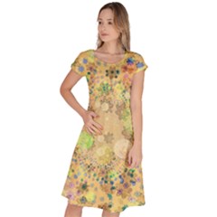 Flowers Color Colorful Watercolour Classic Short Sleeve Dress